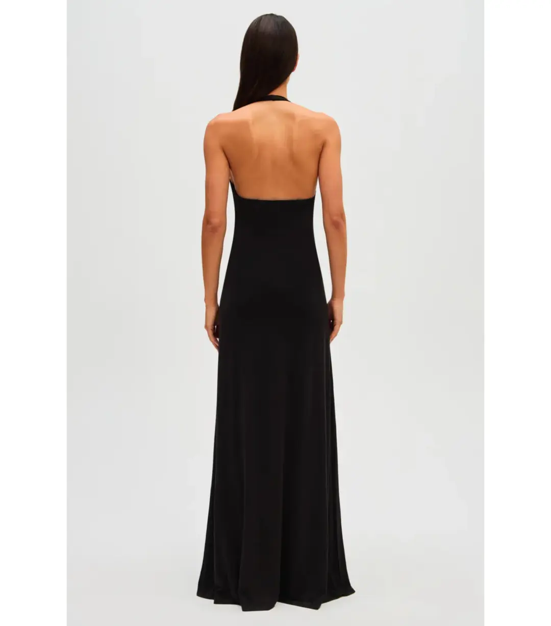 MISHA Jennifer Cupro Maxi Dress Black Size 6/XS for rent on The Volte - main image