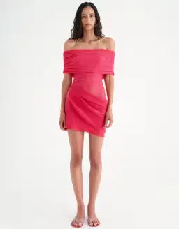 Benni Nico Off Shoulder Mini Dress Watermelon Size XS / AU 6