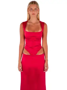 I Am Delilah Valerie Corset and Maxi Skirt Set Cherry Red Size S / AU 8 for rent on The Volte - image 2