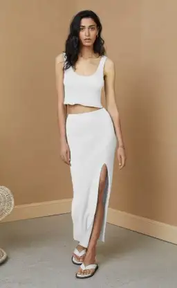Bec and Bridge Margot Knit Crop Top and Midi Skirt Set White Size 6