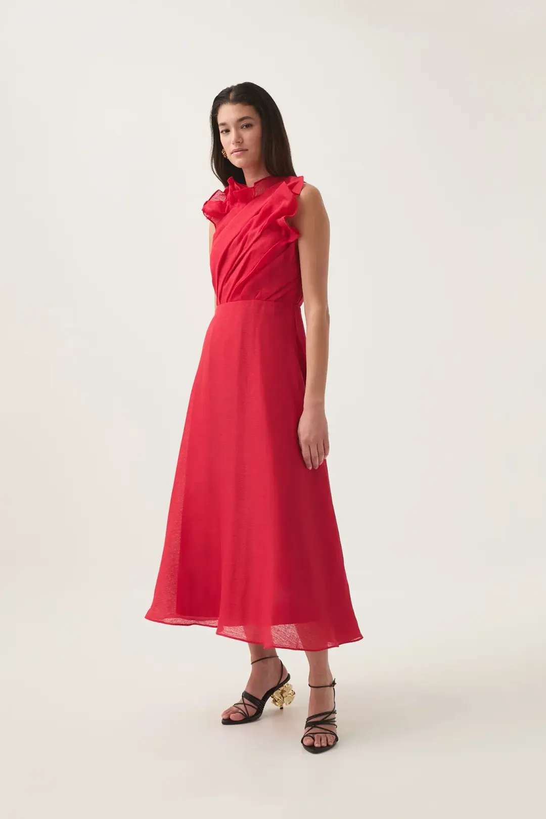 Aje Genesis Midi Dress Scarlet Red Size 12 for rent on The Volte - main image