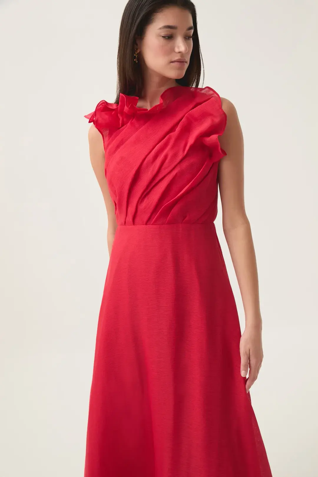 Aje Genesis Midi Dress Scarlet Red Size 12 for rent on The Volte - main image