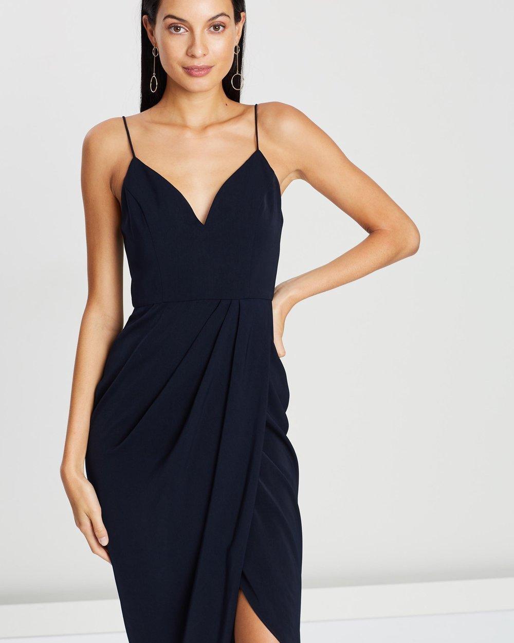 Shona Joy Cocktail Draped Maxi Dress Navy Size 8 - Image 1