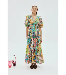 Alémais Evergreen Midi Dress Multi Size AU 14