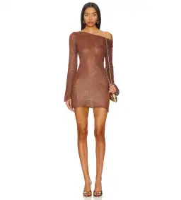 Asta Resort Maya Sleeve Mini Dress Chocolate Sequin Size AU 12 for rent on The Volte - image 1