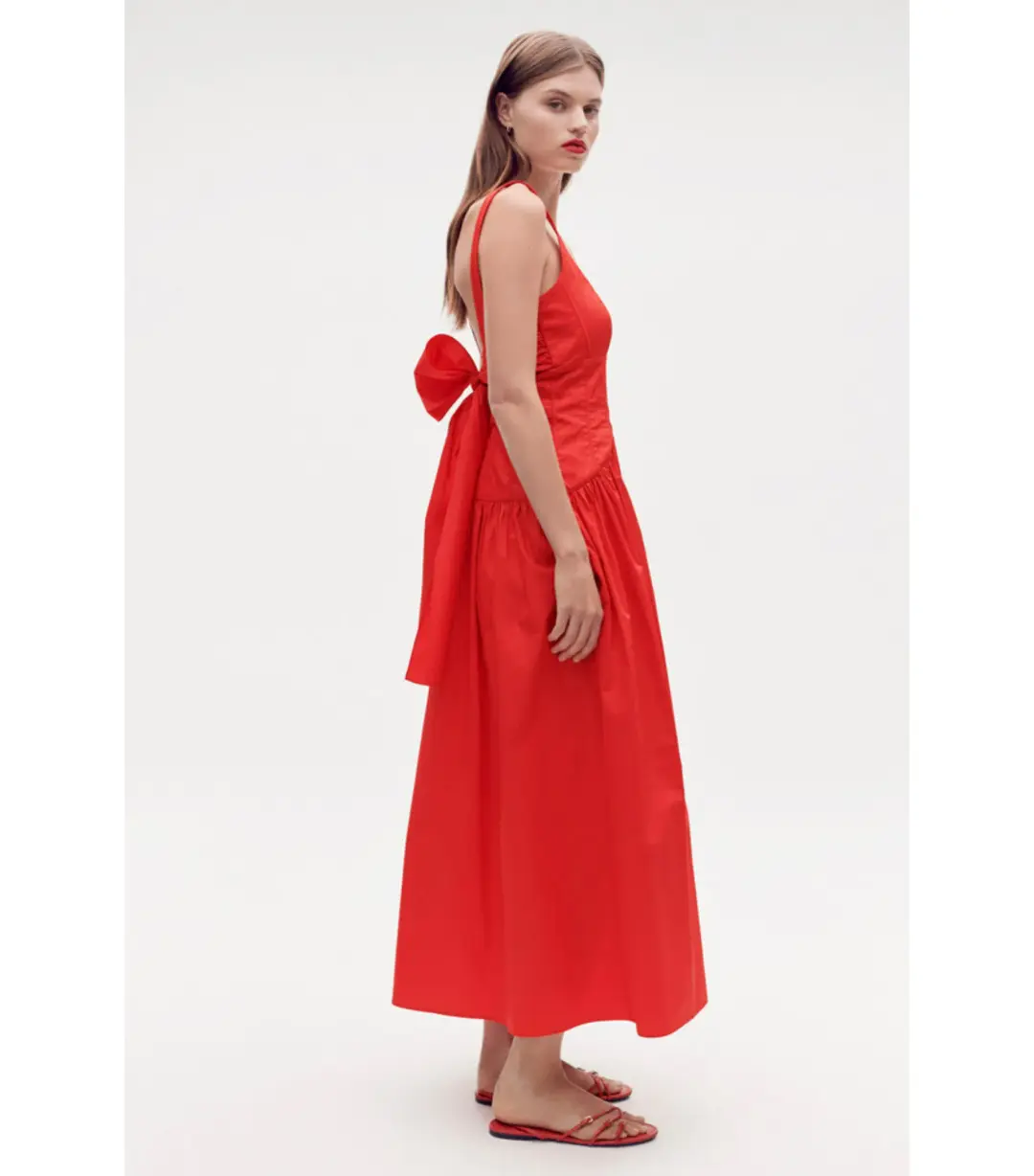 Oroton Tie Back Sundress Poppy Red Size AU 8 for rent on The Volte - main image
