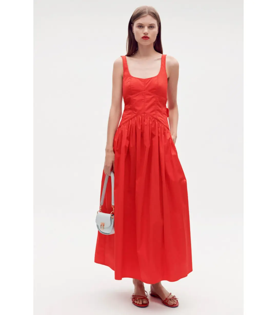 Oroton Tie Back Sundress Poppy Red Size AU 8 for rent on The Volte - main image
