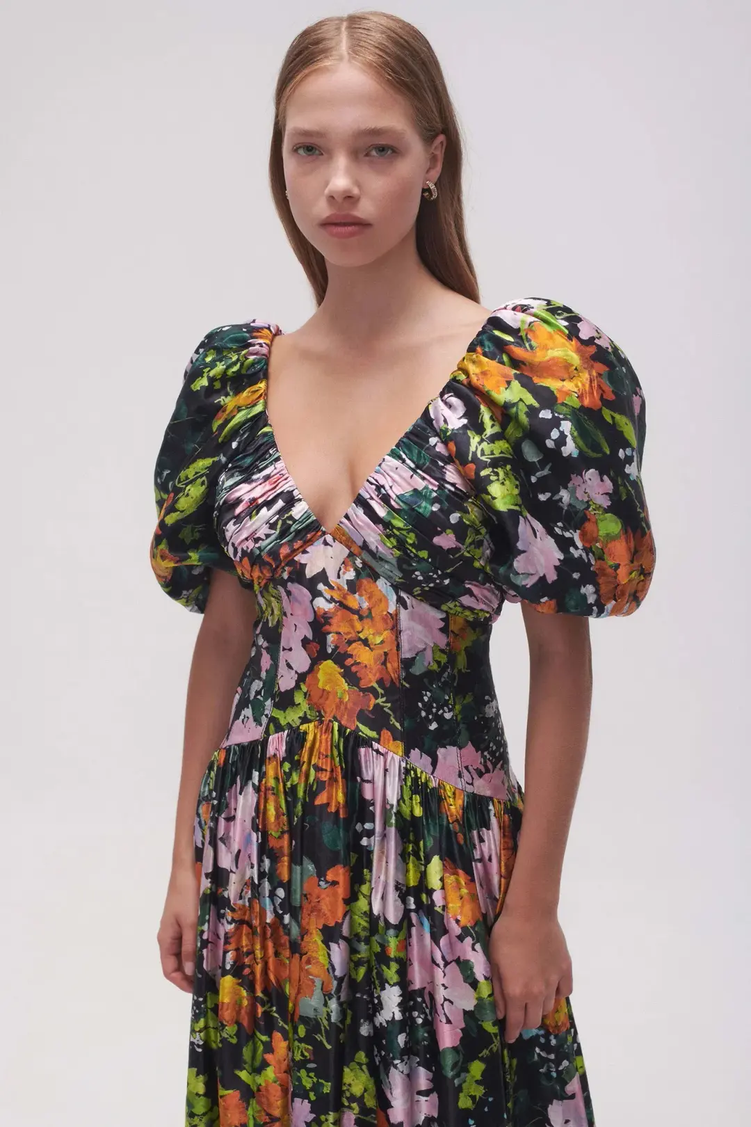 Aje Gabrielle Plunge Midi Dress Midnight Floral Size AU 10 for rent on The Volte - main image