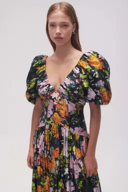 Aje Gabrielle Plunge Midi Dress Midnight Floral Size AU 10 for rent on The Volte - image 2