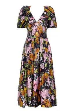 Aje Gabrielle Plunge Midi Dress Midnight Floral Size AU 10 for rent on The Volte - image 5
