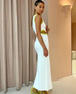 Sir the Label Evalina Cut Out Dress - Citrus/White - Size 1 (8) for rent on The Volte - image 3