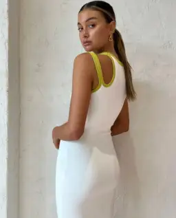 Sir the Label Evalina Cut Out Dress - Citrus/White - Size 1 (8) for rent on The Volte - image 2