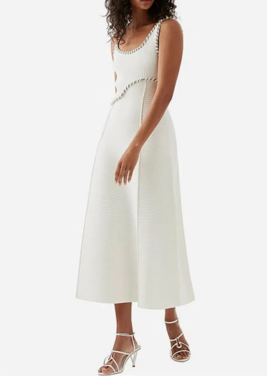 Aje Carve Abstract Knit Dress - White - Size S for rent on The Volte - main image