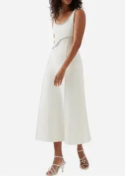 Aje Carve Abstract Knit Dress - White - Size S for rent on The Volte - image 1