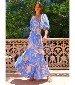 By Nicola Camille Maxi Dress in Blue Lagoon Size AU 10 for rent on The Volte - image 1