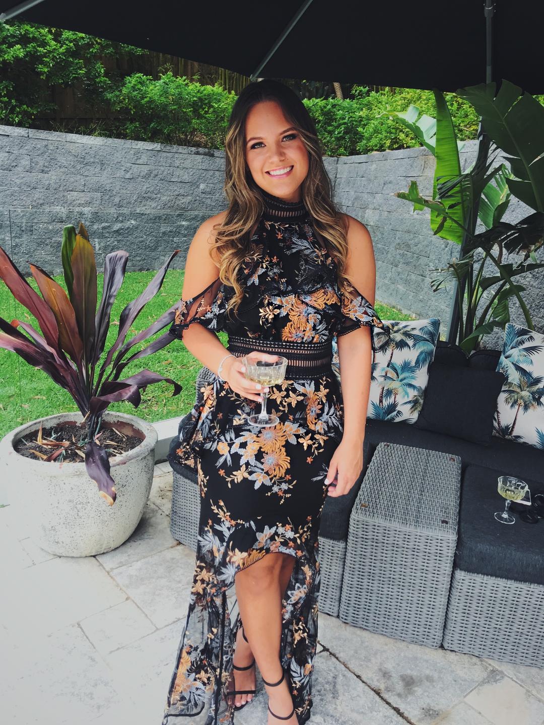 Lea Da Gloria Morgan Black Lace Dress for rent on The Volte - main image