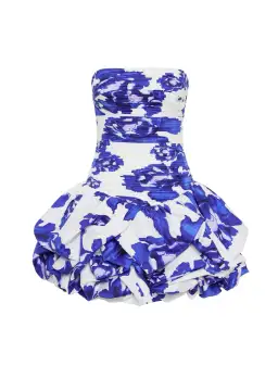 Aje Violette Bubble Hem Mini Dress Boldly Blooming Cobalt Size XS / AU 6 for rent on The Volte - image 4
