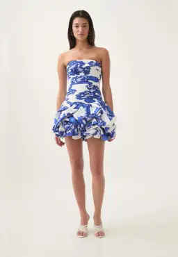 Aje Violette Bubble Hem Mini Dress Boldly Blooming Cobalt Size XS / AU 6 for rent on The Volte - image 2