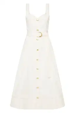 Aje Clay Belted Denim Midi Dress White Size AU 10 for rent on The Volte - image 4