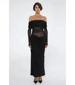 Benni Yasmin Off Shoulder Maxi Dress in Black Size AU 6 for rent on The Volte - image 1
