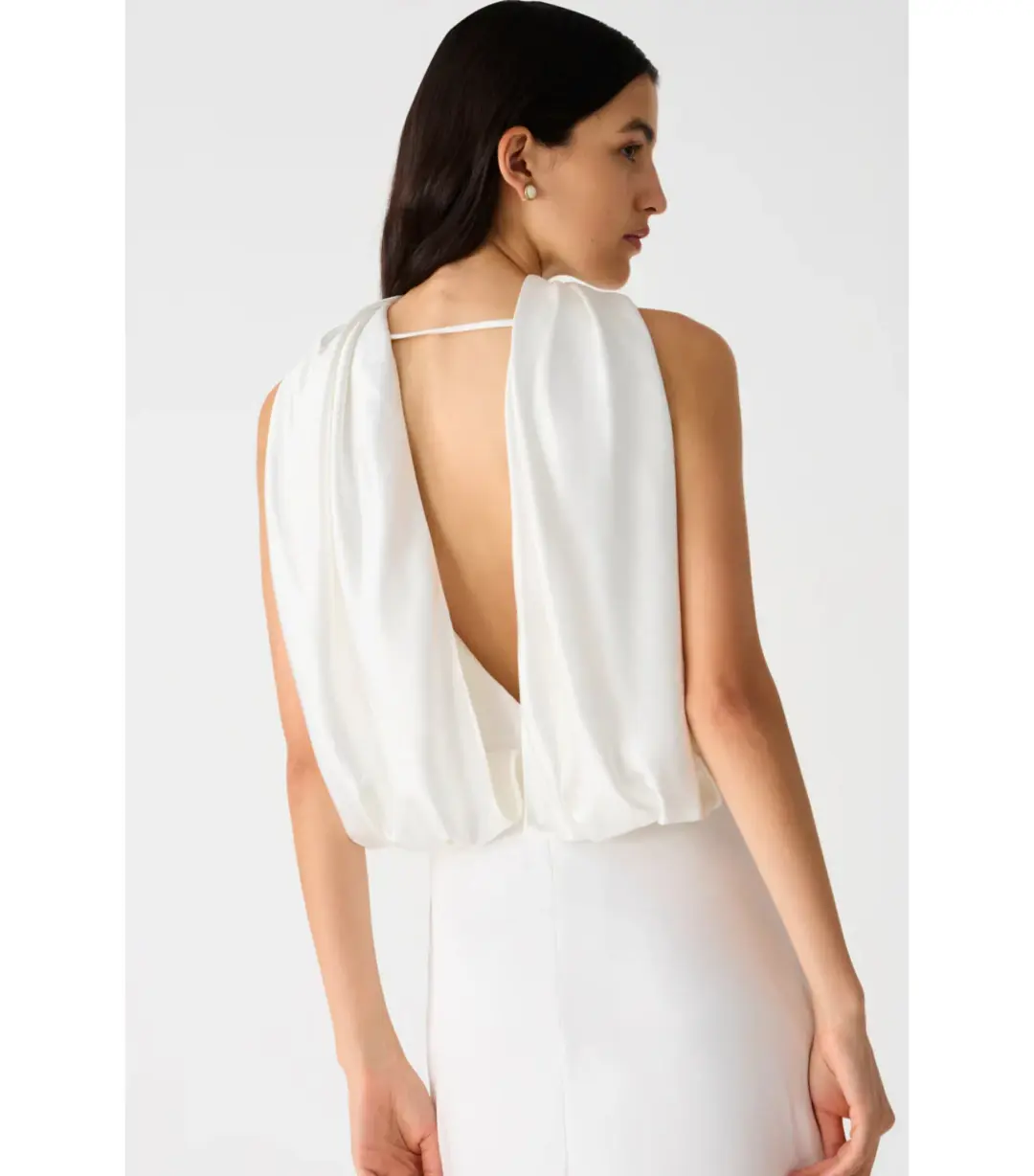 Misha Ketina Gloss Satin Gown Ivory Size 8/S for rent on The Volte - main image