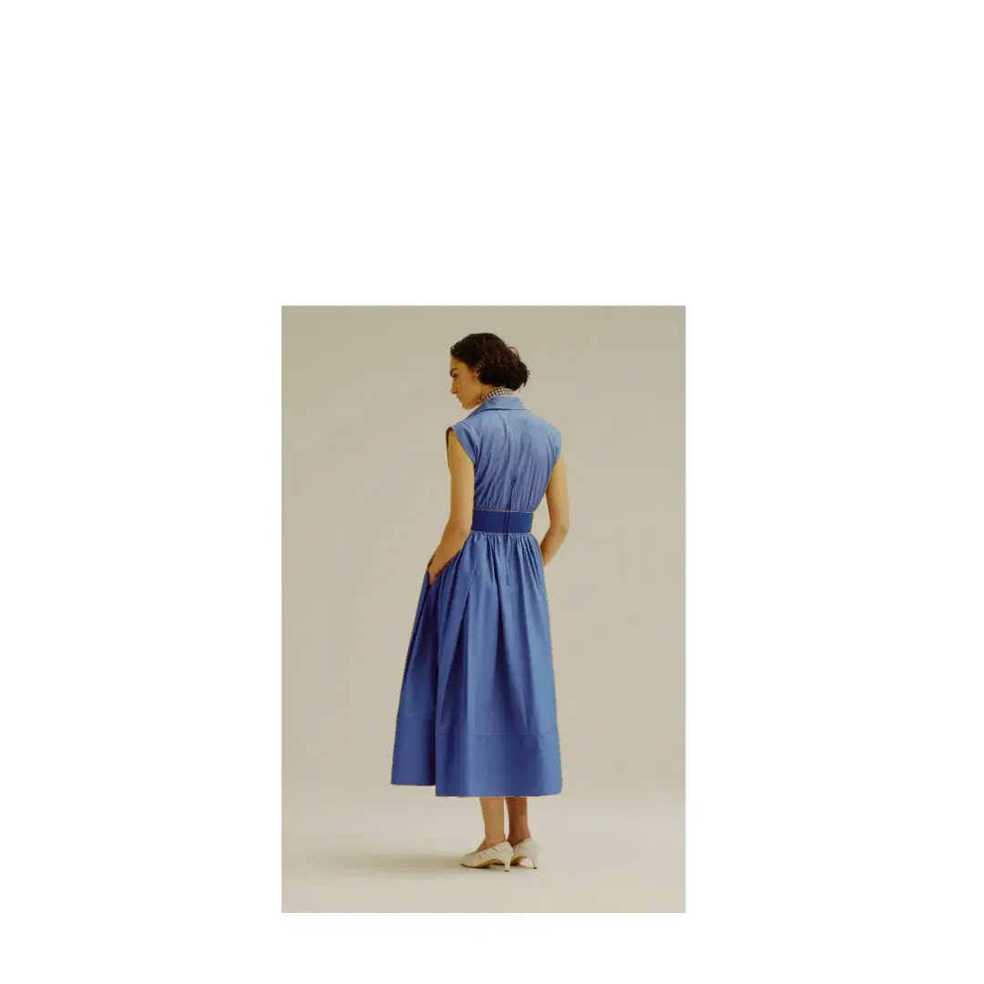 Scanlan Theodore Parachute Cotton Shirt Dress Blue Size AU 8 for rent on The Volte - main image