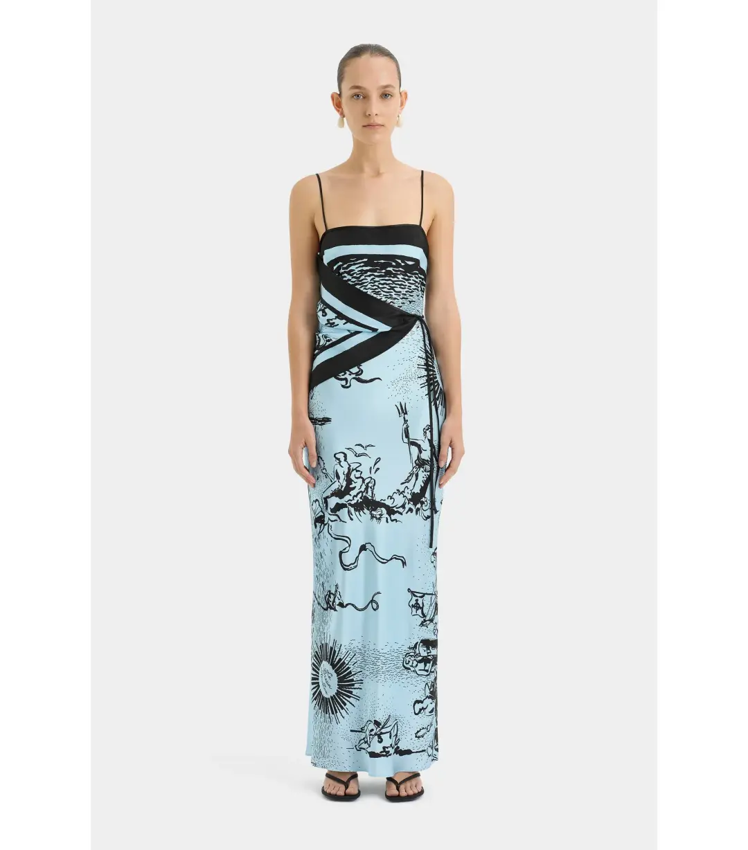 Sir the Label Dreamwood Scarf Midi Dress Brise Soleil Size 1 / AU 8 for rent on The Volte - main image