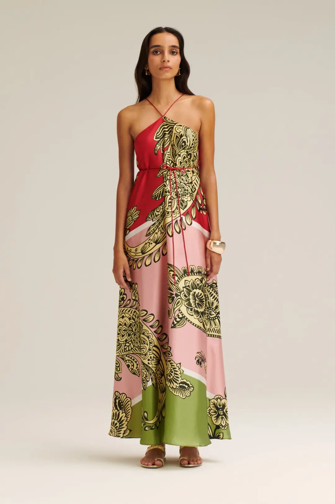 Scanlan Theodore Silk Harrow Print Maxi Dress Red/Pink Size AU 8 for rent on The Volte - main image