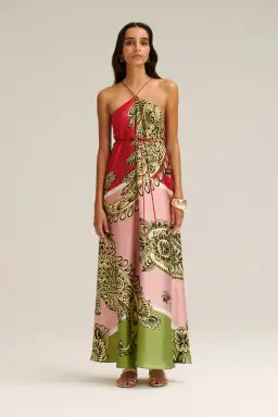 Scanlan Theodore Silk Harrow Print Maxi Dress Red/Pink Size AU 8 for rent on The Volte - image 1