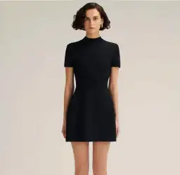 Scanlan Theodore Crepe Knit Peplum Mini Dress Black Size S / AU 8 for rent on The Volte - image 7