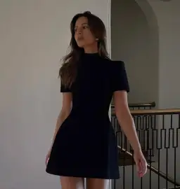 Scanlan Theodore Crepe Knit Peplum Mini Dress Black Size S / AU 8 for rent on The Volte - image 4