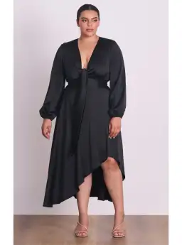 Pasduchas Florence Tie Midi Dress Black Size 16