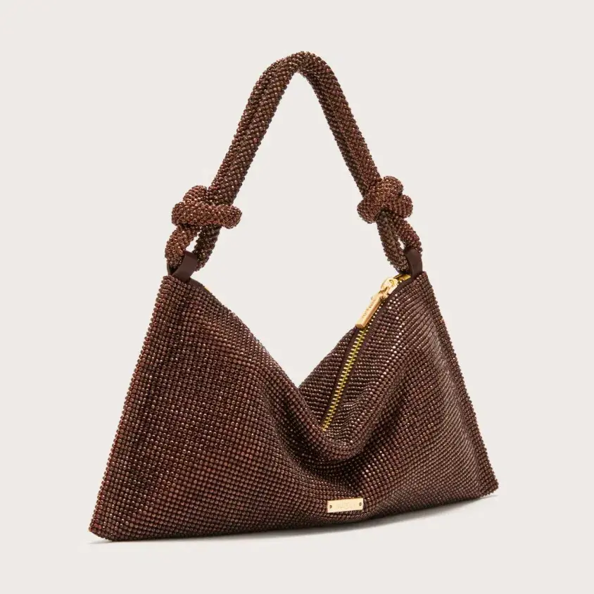 HERA NANO RHINESTONE SHOULDER BAG Brown Java for rent on The Volte - main image