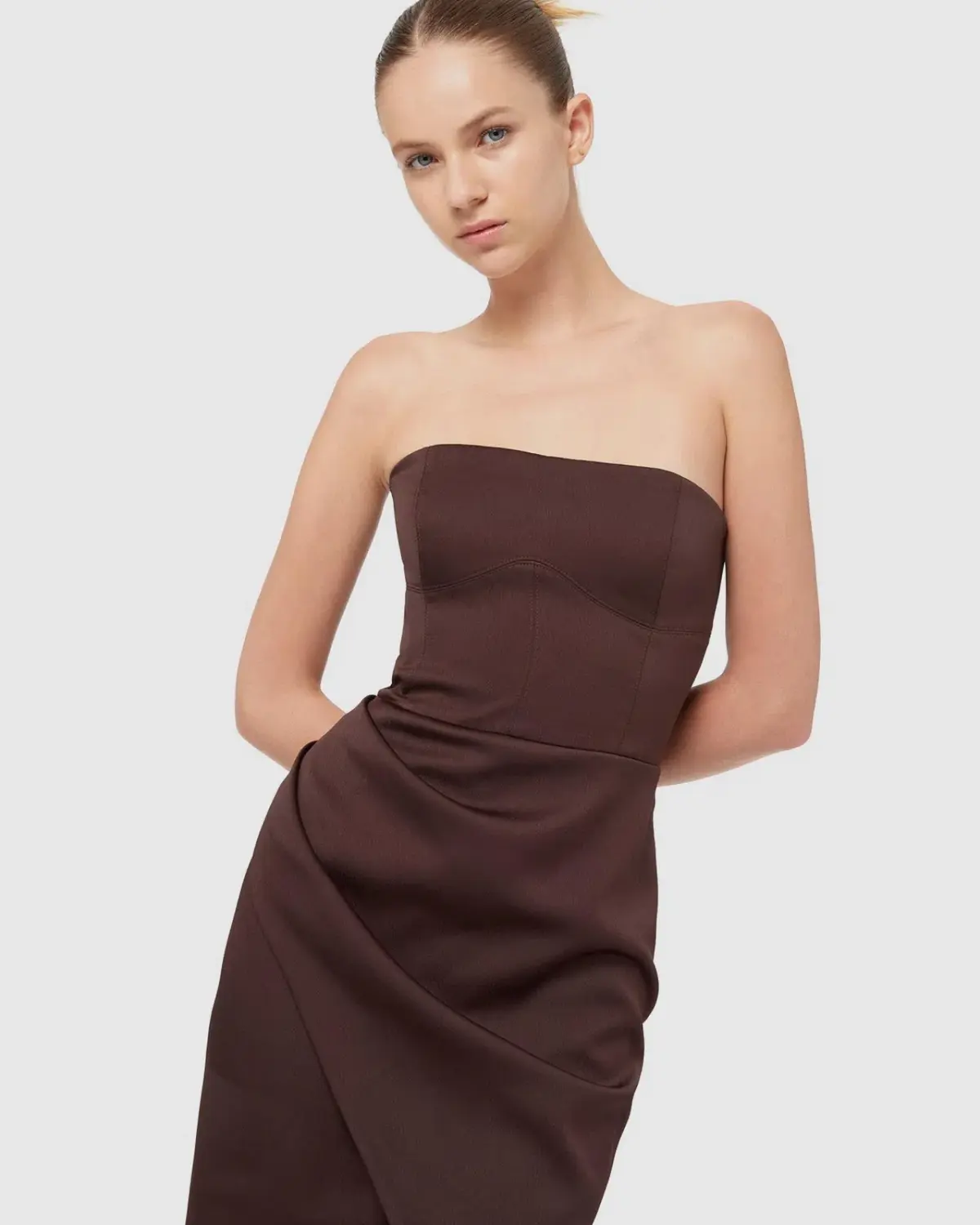 Manning Cartell Time To Shine Strapless Midi Dress Brown Size 10 - Image 4
