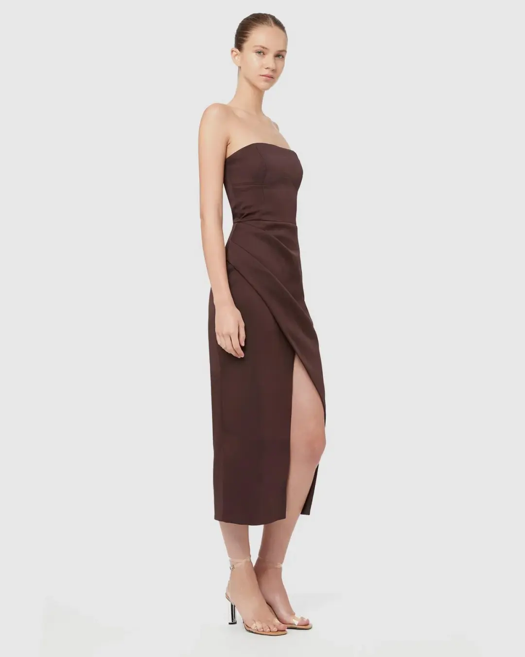 Manning Cartell Time To Shine Strapless Midi Dress Brown Size 10 for rent on The Volte - main image