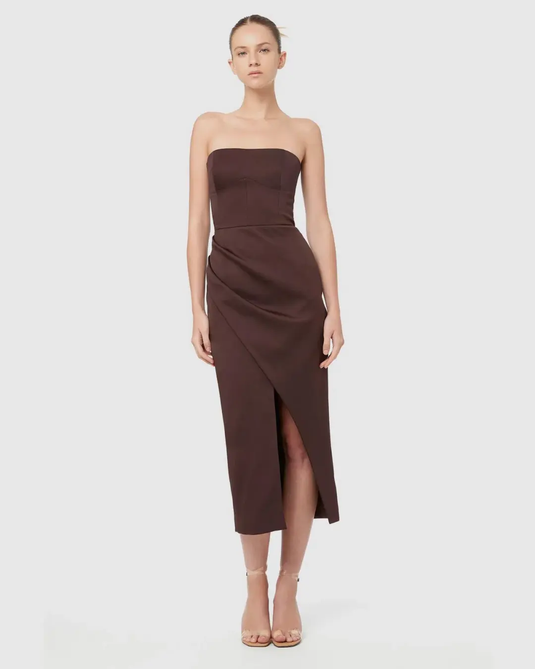 Manning Cartell Time To Shine Strapless Midi Dress Brown Size 10 for rent on The Volte - main image