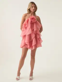 Aje Pandorea Layered Mini Dress in Washed Coral Size 8 for rent on The Volte - image 1
