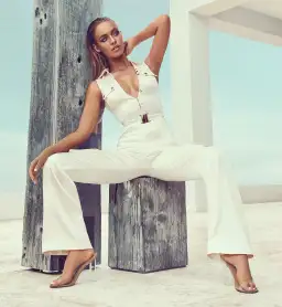 Meshki Jada Satin Jumpsuit Cream Size 8 for rent on The Volte - image 1