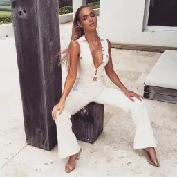 Meshki Jada Satin Jumpsuit Cream Size 8 for rent on The Volte - image 2