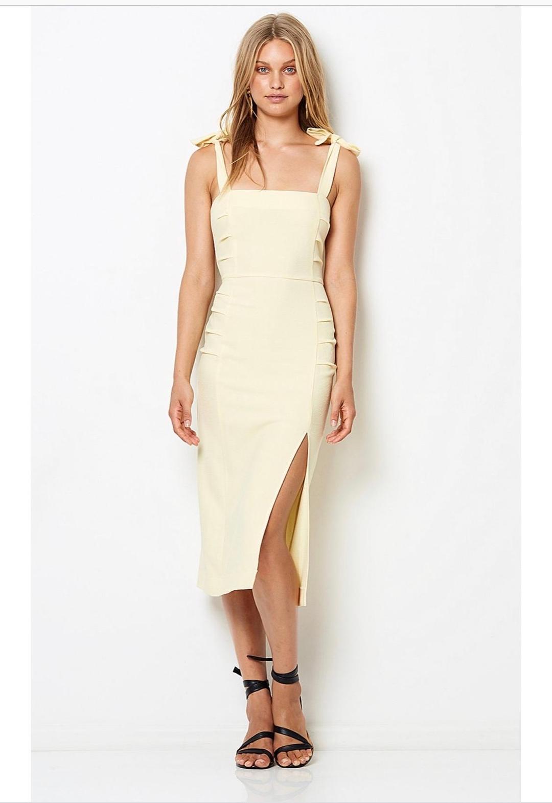 Bec & Bridge Bonita Tie Midi Dress Butter Yellow Size 10 for rent on The Volte - main image