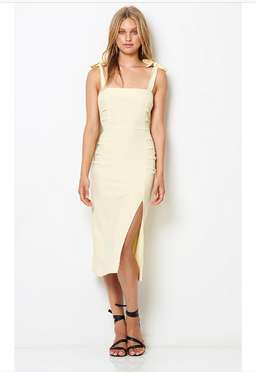 Bec & Bridge Bonita Tie Midi Dress Butter Yellow Size 10 for rent on The Volte - image 1