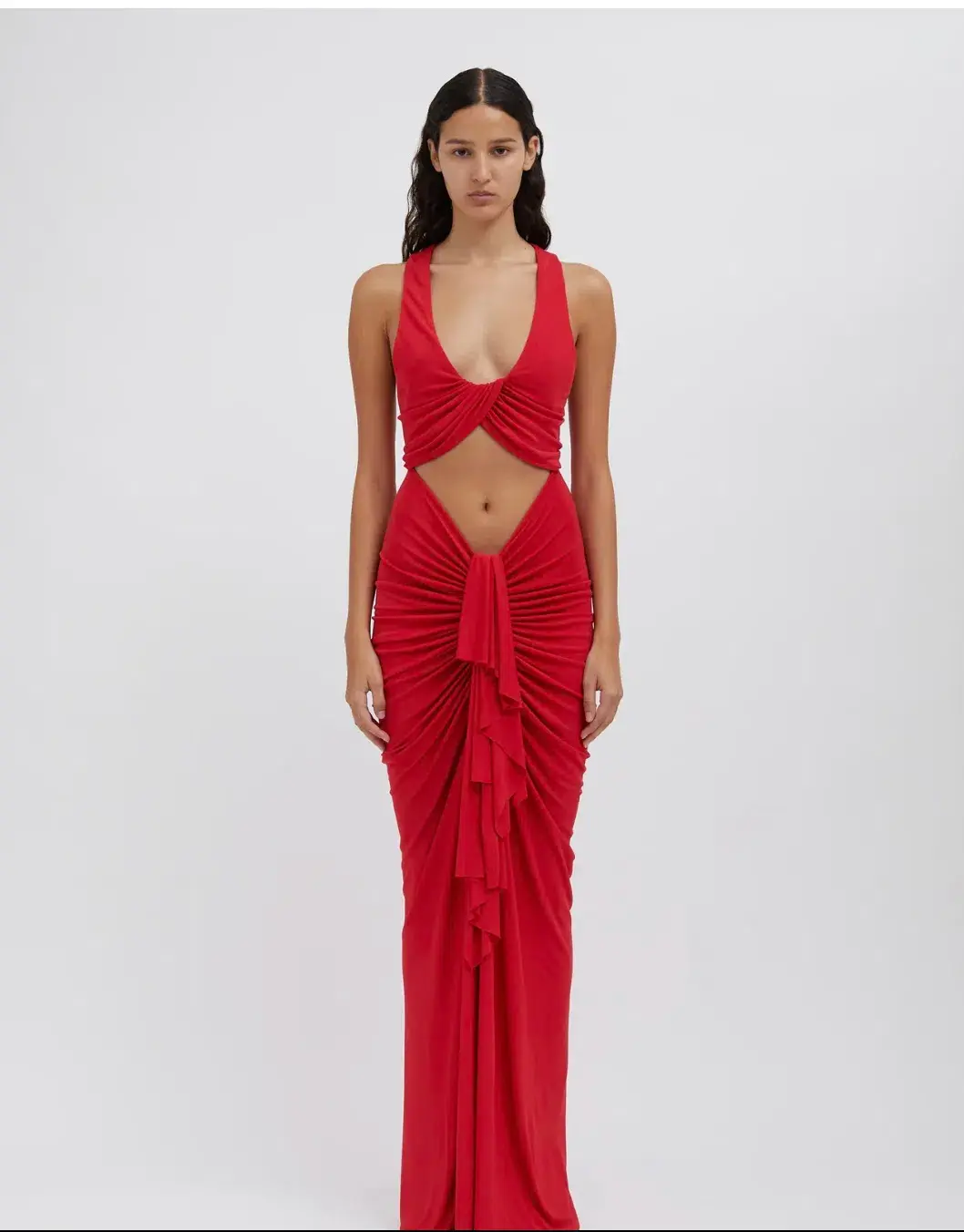 Christopher Esber Vivenda Drape Front Dress Watermelon Red Size 8 for rent on The Volte - main image