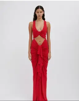 Christopher Esber Vivenda Drape Front Dress Watermelon Red Size 8 for rent on The Volte - image 5