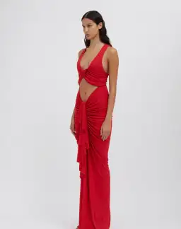Christopher Esber Vivenda Drape Front Dress Watermelon Red Size 8 for rent on The Volte - image 2