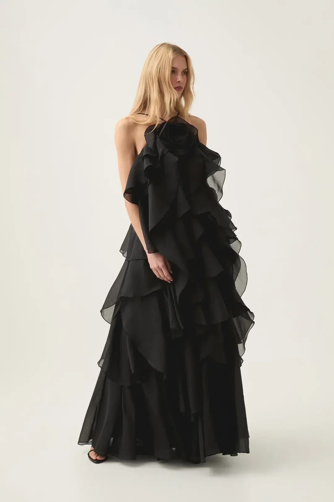 Aje Pandorea Layered Maxi Dress in Black Size 16 for rent on The Volte - main image