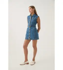 Aje Darcie Denim Mini Dress Blue Size 8 for rent on The Volte - image 1
