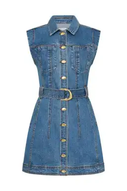 Aje Darcie Denim Mini Dress Blue Size 8 for rent on The Volte - image 3