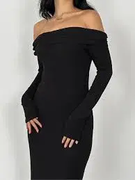 By Nicola Off the Shoulder Maxi Dress in Black Size 8 for rent on The Volte - main image