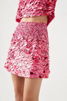 Aje Cherie Sequin Skirt Pink Size 10 for rent on The Volte - image 2