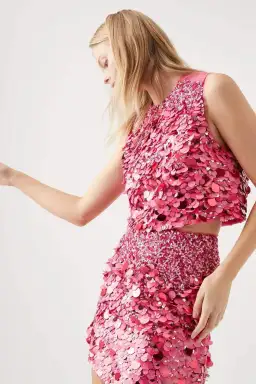 Aje Cherie Sequin Skirt Pink Size 10 for rent on The Volte - image 3